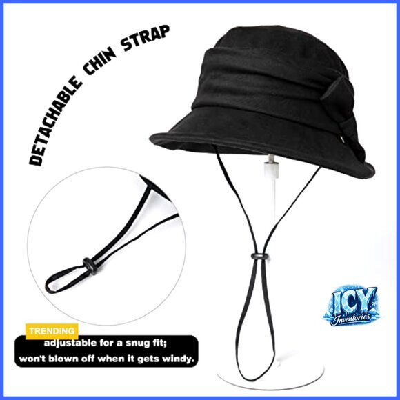 Vintage Cloche Bucket Hat Packable Fedora Adjustable Drawstring Winter main image 4